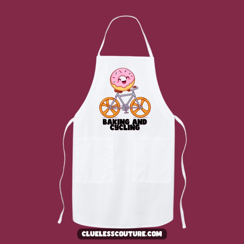 Funny Donut Bicycle Apron: Whimsical Sprinkles Delight Humor Kitchen Gift!