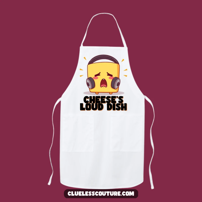 Funny Startled Cheese Block Apron - Kitchen Tunes & Laughs, Great Cooking Gift