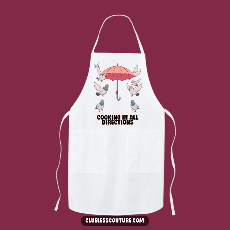 Funny Pigeon Umbrella Apron, Kitchen Bird Chaos, Chef's Hilarious Accessory