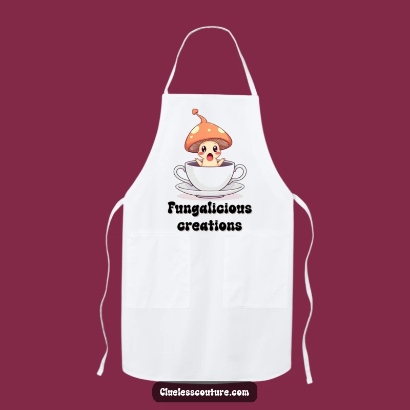 Funny Mushroom Teacup Apron: Surprised Leaper - Kitchen Funny Gift!