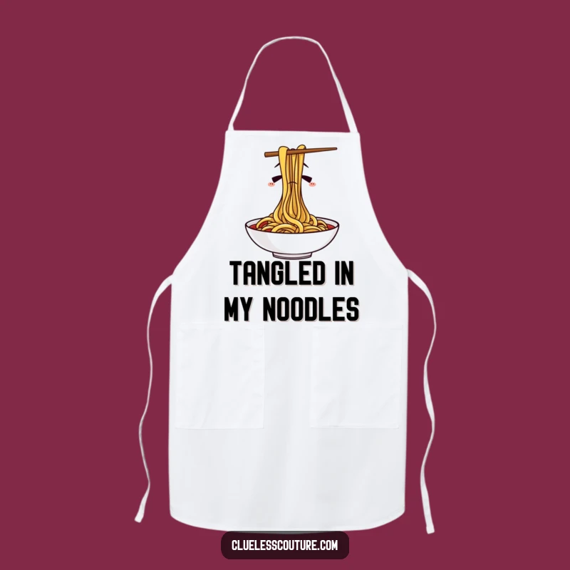 Funny Confused Chopsticks Spaghetti Apron - Hilarious Kitchen Gift