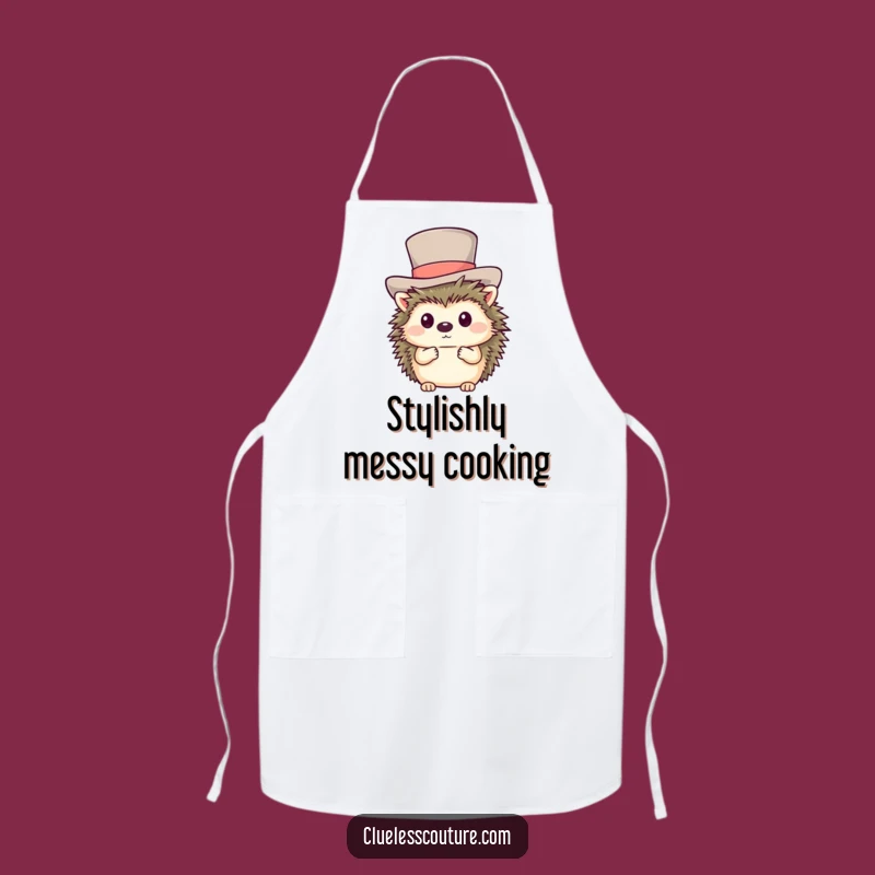 Funny Shy Hedgehog Top Hat Apron - Charming & Humorous Kitchen Wear