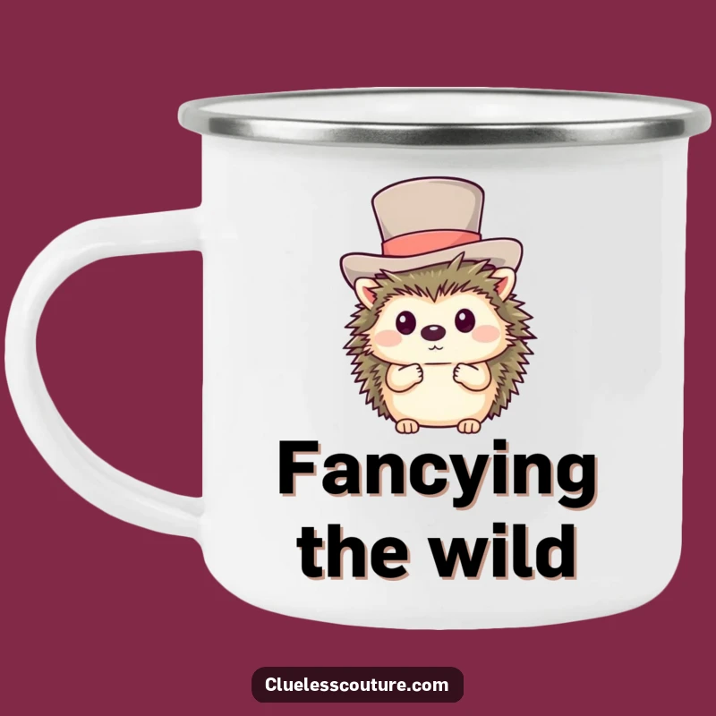 Funny Shy Hedgehog Top Hat Camping Mug - Durable & Adorable Outdoor Drinkware