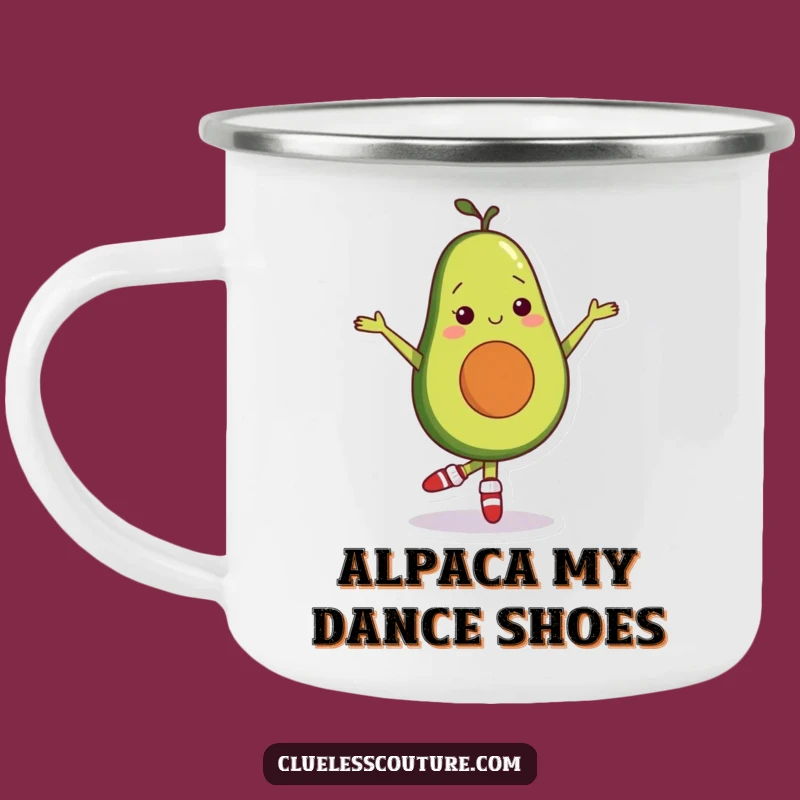 Funny Avocado Ballet Camping Mug: Sip with Awkward Grace Outdoors