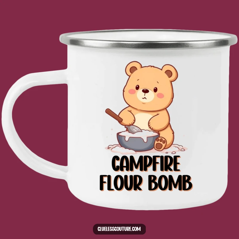Funny Baking Bear Flour Camping Mug: Campfire Coffee & Kitchen Comedy