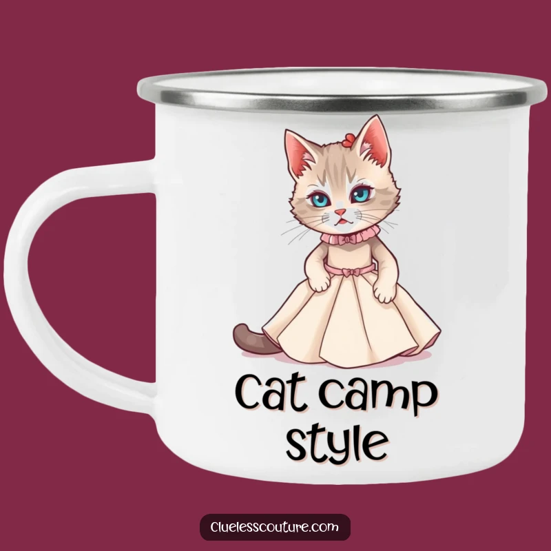 Funny Cat Couture Camp Mug: Outdoor Feline Fun, Hilarious Adventure Cup!