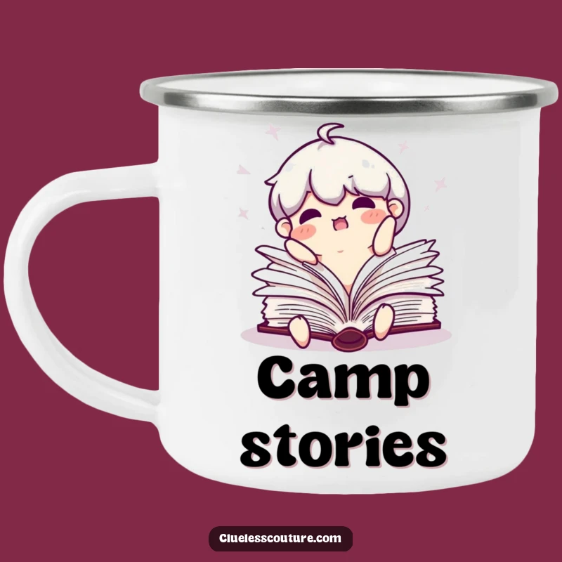 Funny Clumsy Book Character Camping Mug - Hilarious Outdoor Reading Gift
