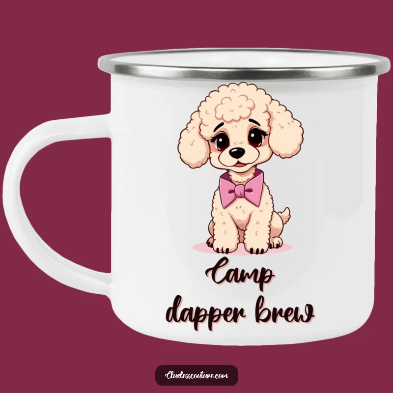 Funny Poodle Cravat Camp Mug: Outdoor Dapper Dog Fun, Hilarious Adventure Cup!