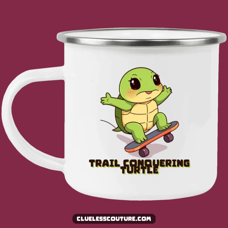 Funny Turtle Skateboard Camping Mug: Adventure with Determined Humor