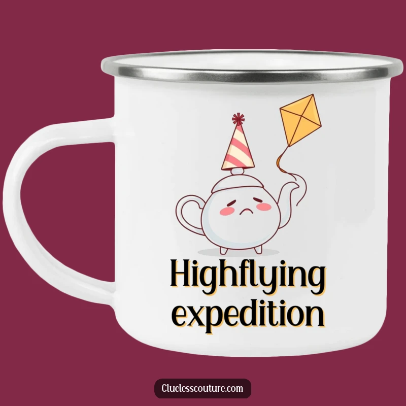 Funny Confused Teapot Flying Kite Camping Mug, Outdoor Humor Gift