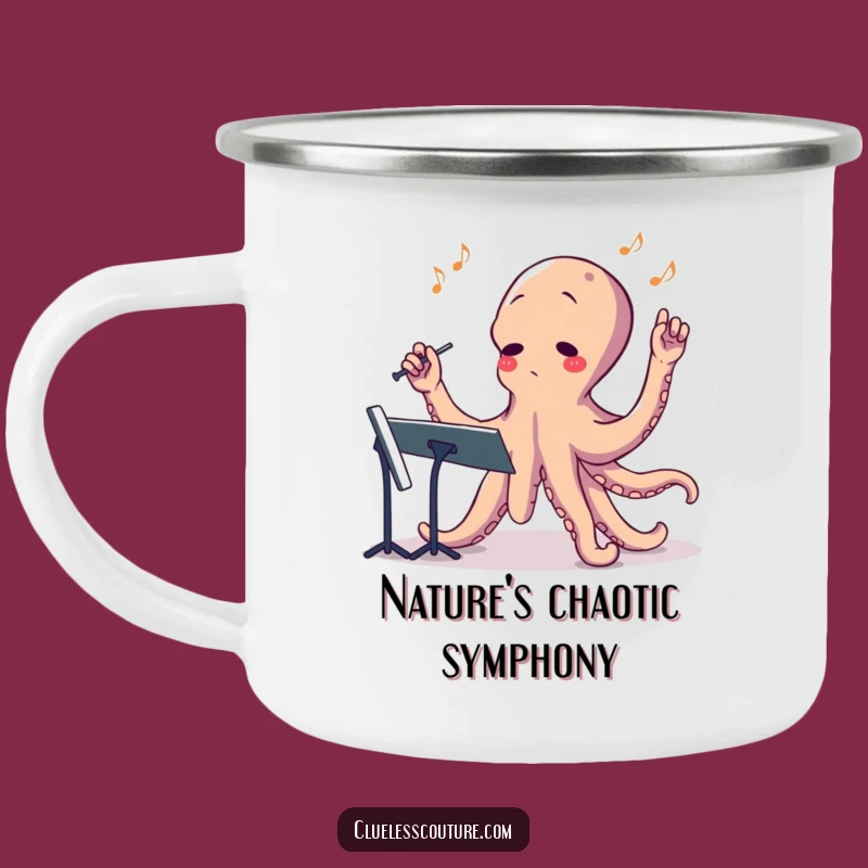 Funny Octopus Conductor Enamel Camping Mug - Hilarious Outdoor Music Gift