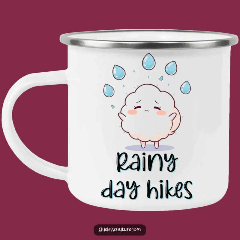 Funny Overwhelmed Cloud Camping Mug: Juggling Raindrops on Your Adventures