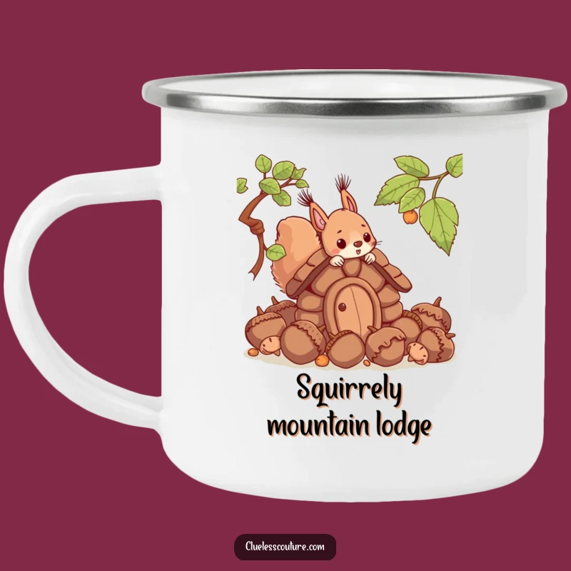Funny Squirrel Acorn House Camping Mug: Trail-Ready Humor for Outdoor Adventures