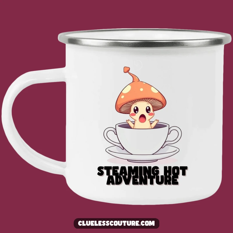 Funny Mushroom Teacup Camping Mug: Surprised Leaper - Adventurous Funny Gift!