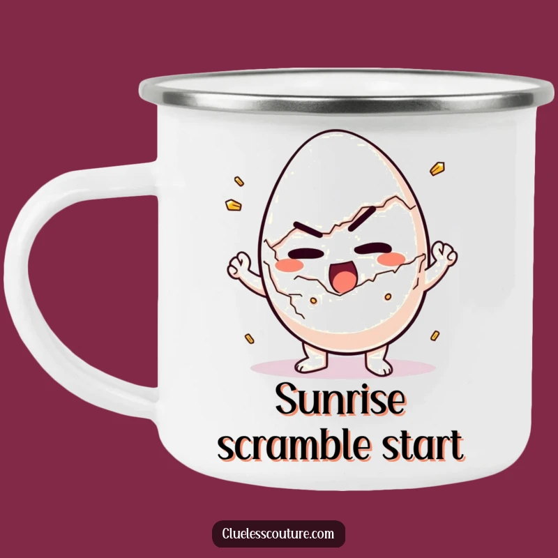 Funny Determined Egg Cracking Camping Mug - Breakfast Outdoor Gift