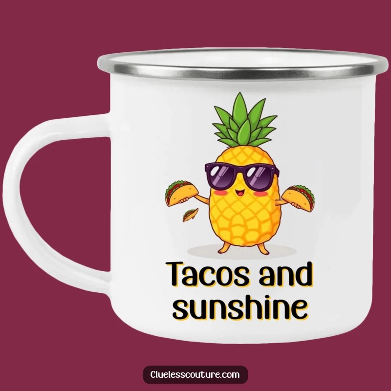 Funny Pineapple Taco Juggler Camp Mug: Tropical Sips for Outdoor Fun