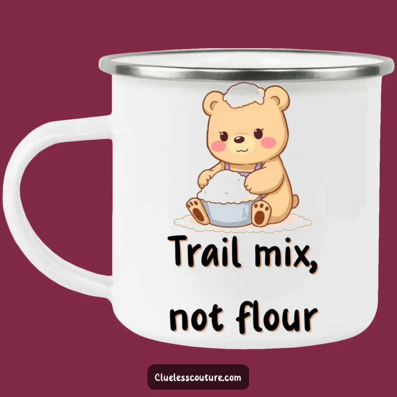 Funny Flour Bear Enamel Camping Mug - Hilarious Outdoorsy Gift