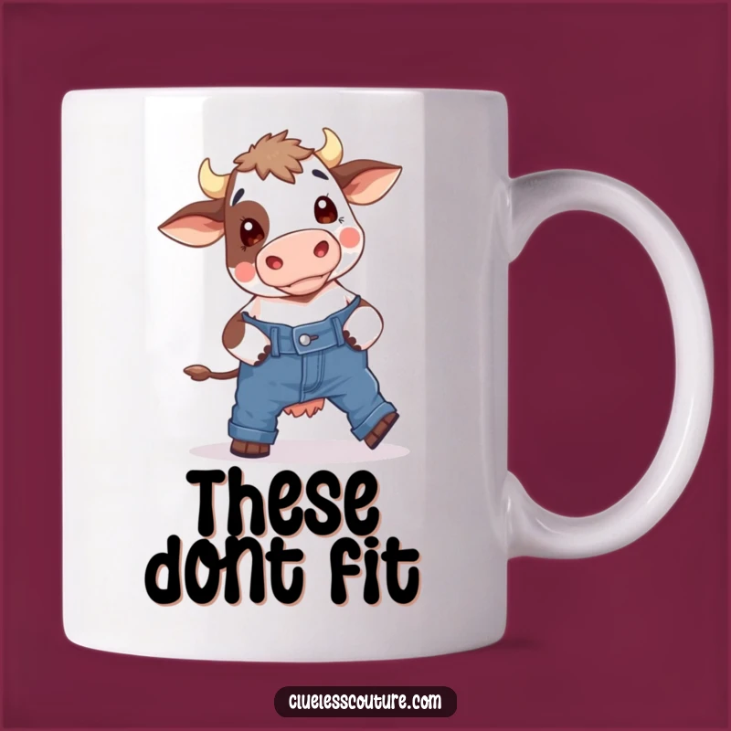 Funny Bewildered Cow Skinny Jeans Mug: Hilarious Farm Animal Gift for Laugh Lovers