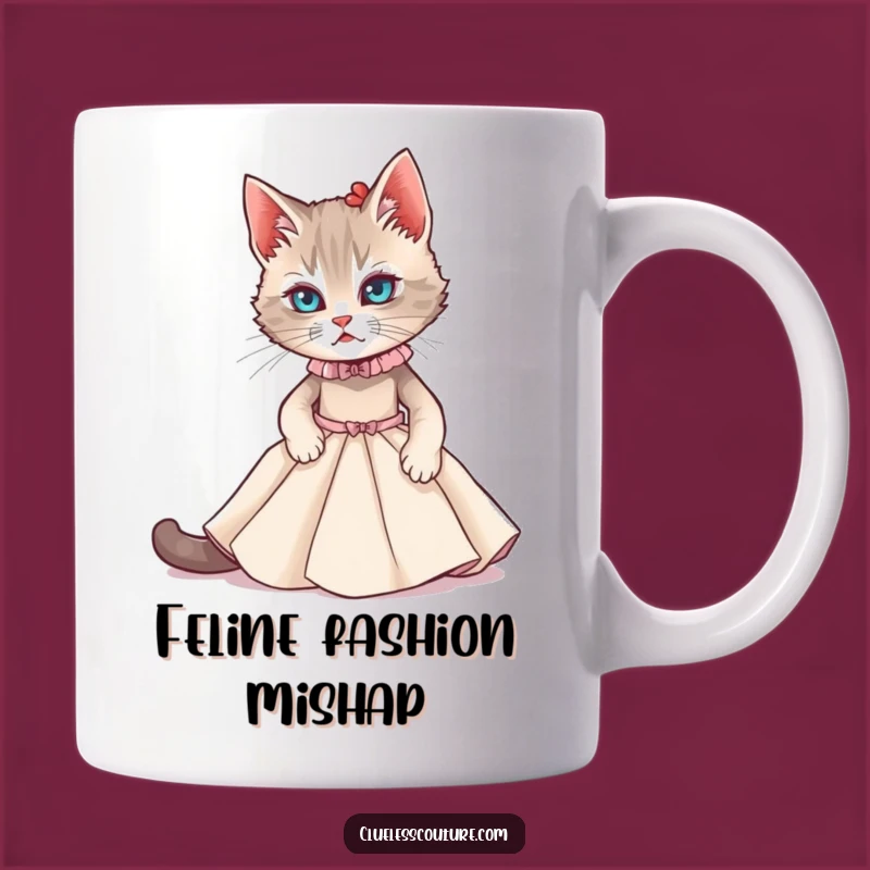 Funny Cat Couture Mug: Feline Fashion Fiasco, Perfect Gift for Cat Lovers!
