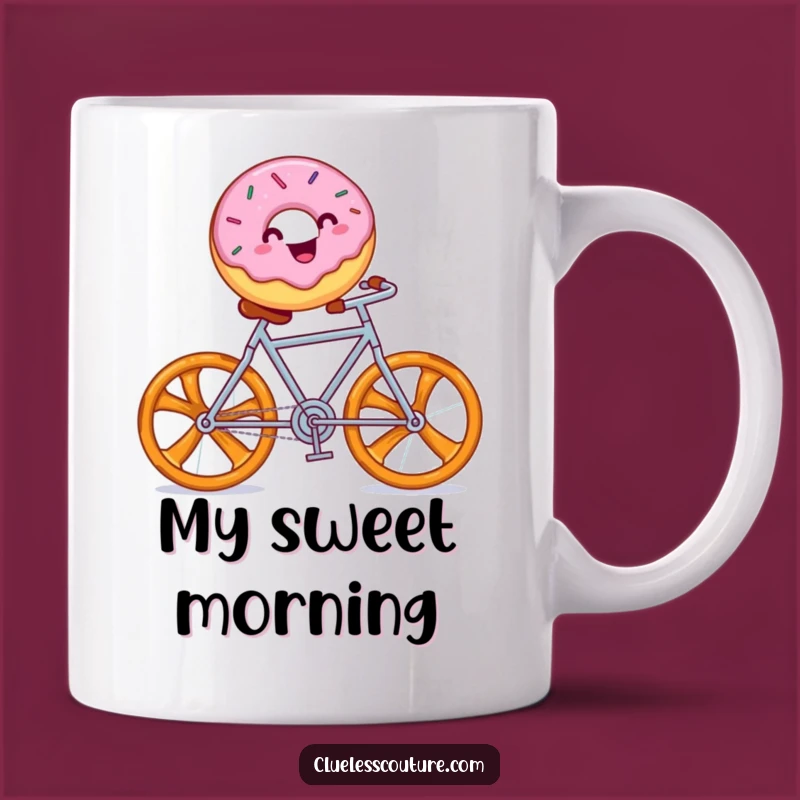 Funny Donut Bicycle Mug: Whimsical Sprinkles Delight Humor Gift Mug!