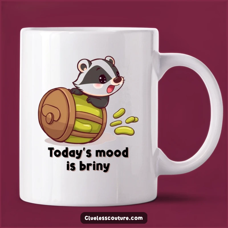 Funny Pickle Badger Mug: Startled Roller in Barrel - Perfect Funny Gift!