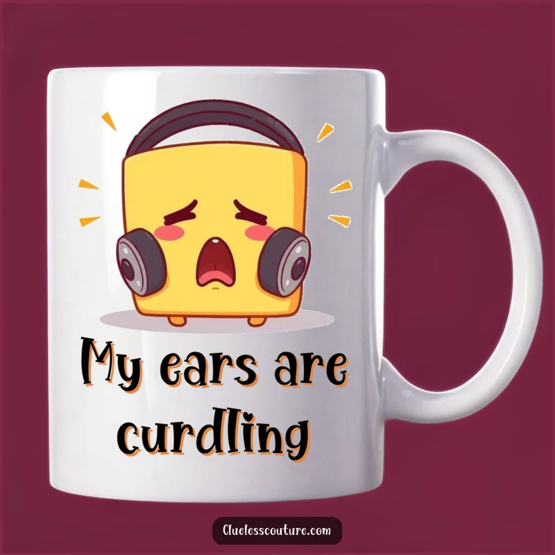 Funny Startled Cheese Block Headphones Mug - Hilarious Loud Music Gift for Cheese Lovers