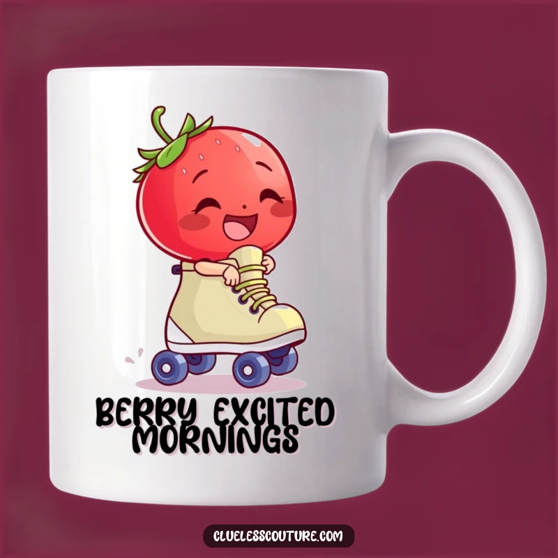 Funny Strawberry Skate Mug - Giggling Character Riding Wildly Gift