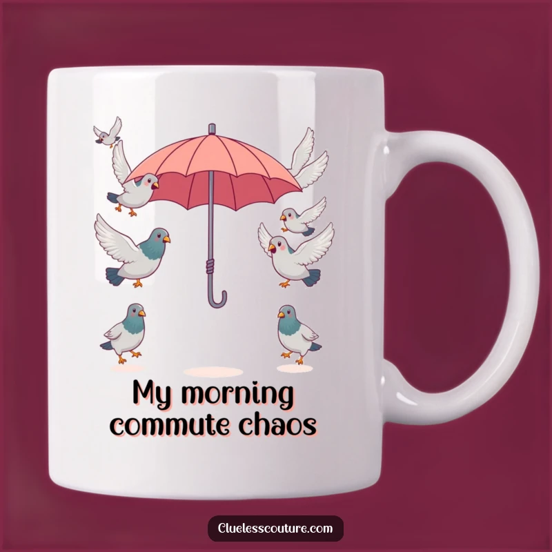 Funny Pigeon Umbrella Mug, Flock Chaos Design, Hilarious Bird Lover Gift Idea