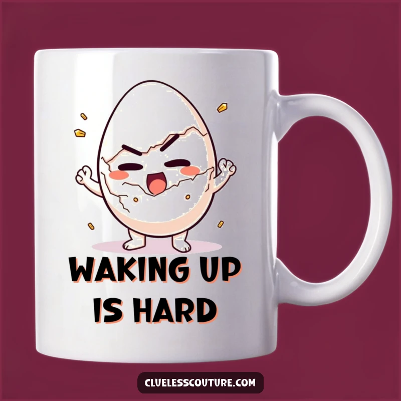 Funny Determined Egg Cracking Mug - Breakfast Struggle Character Gift