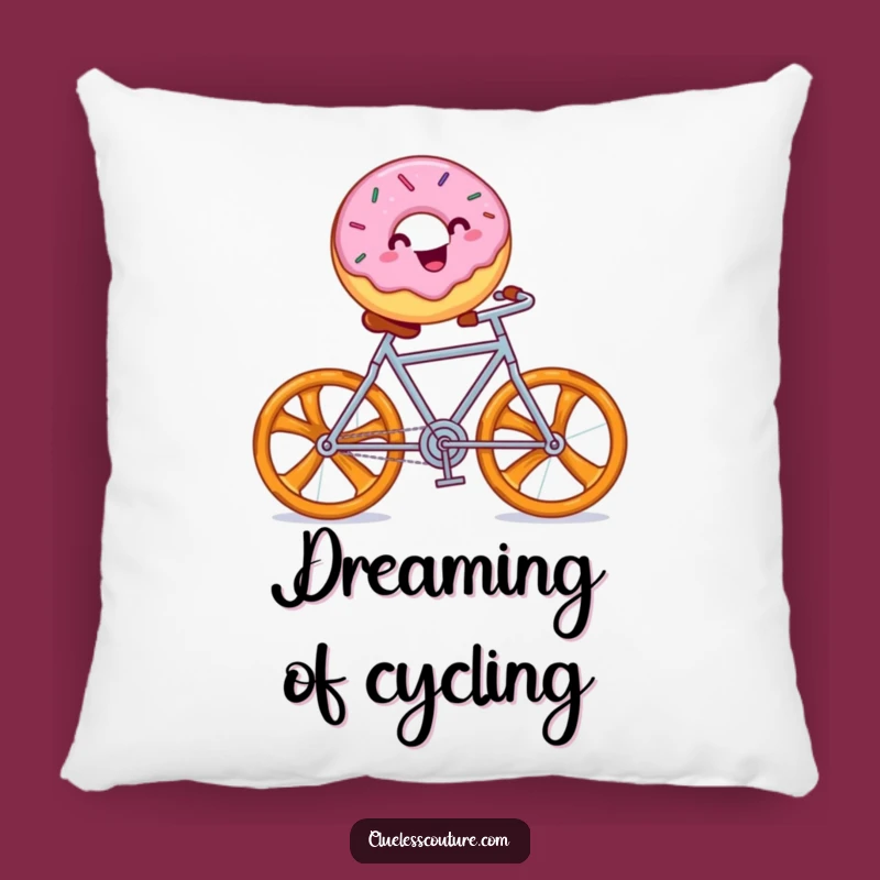 Funny Donut Bicycle Pillow: Whimsical Sprinkles Delight Humor Cozy Gift!