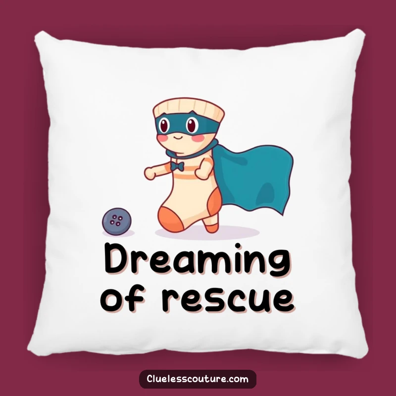 Funny Brave Sock Rescuing Button Pillow, Cozy Comforting Hero Gift
