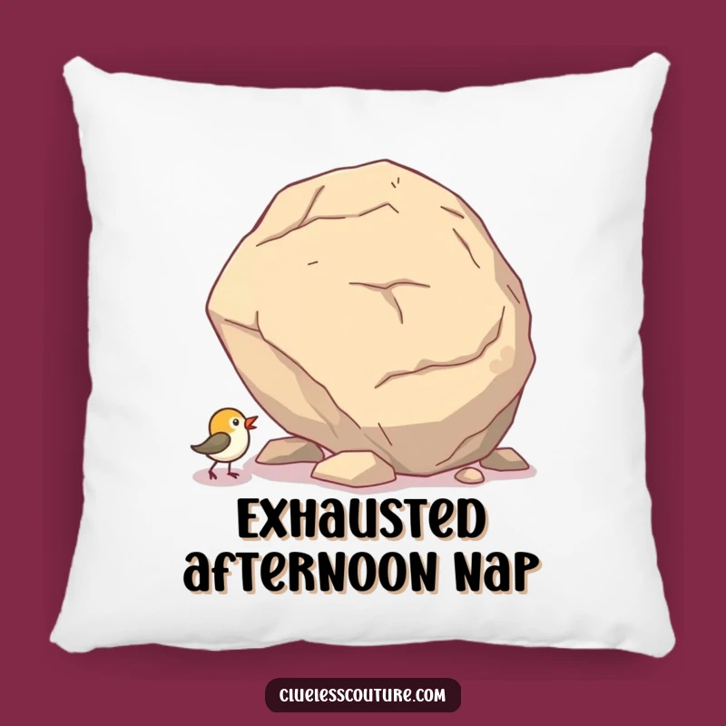 Funny Bird Boulder Push Pillow - Cozy & Hilarious Motivational Cushion