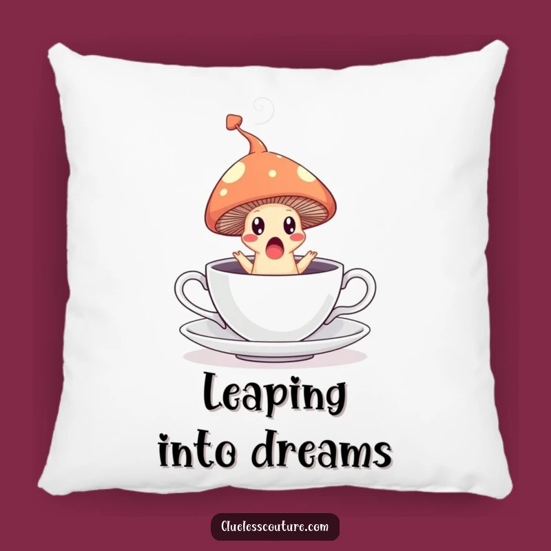 Funny Mushroom Teacup Pillow: Cozy Surprised Leaper - Comfy Funny Gift!