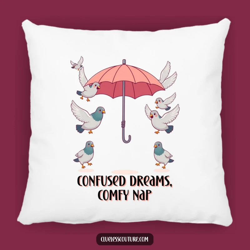 Funny Pigeon Umbrella Pillow, Cozy Flock Chaos, Soft & Humorous Accent