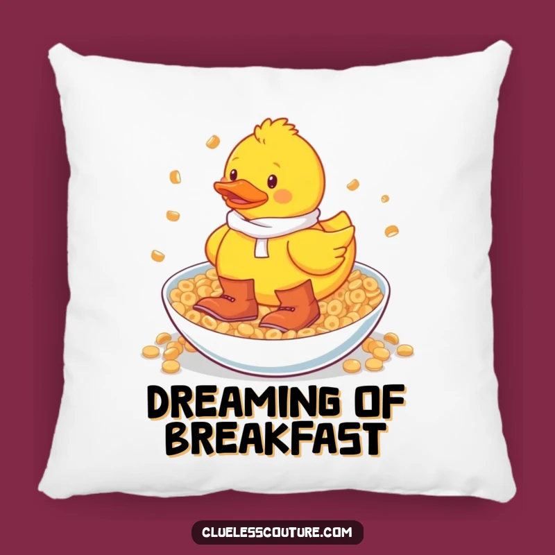 Funny Rubber Duck Cereal Adventure Pillow: Cozy Up with Breakfast Humor