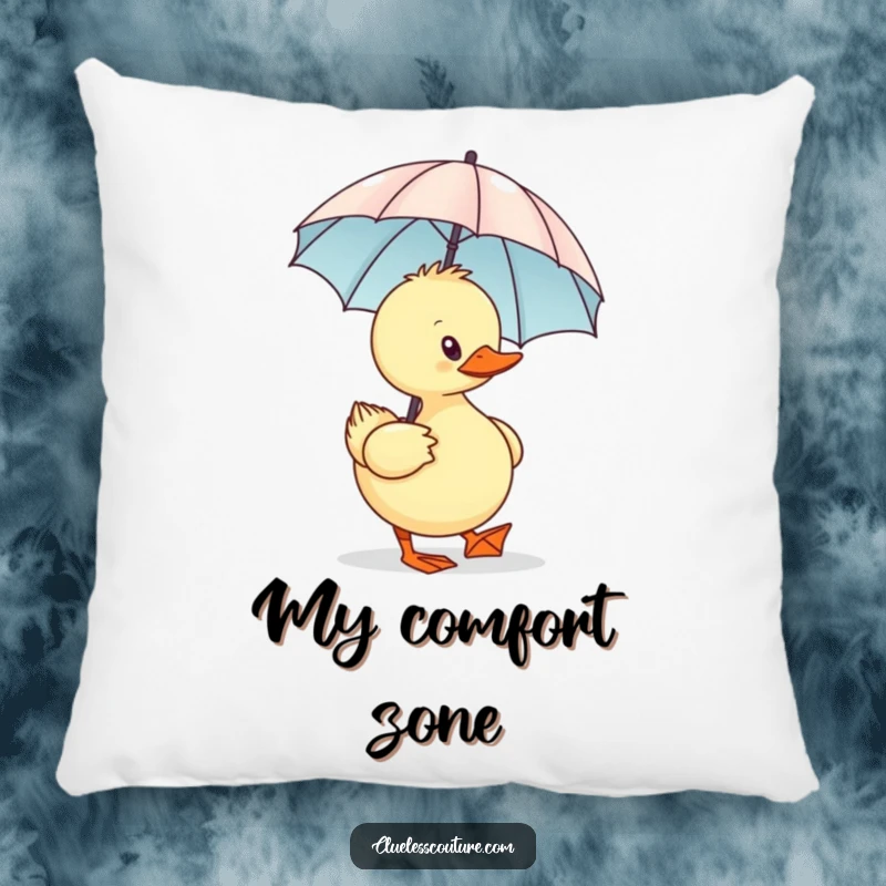 Funny Sassy Duck Pillow, a sassy duck with a minuscule designer umbrella, providing soft comfort and humorous decor.