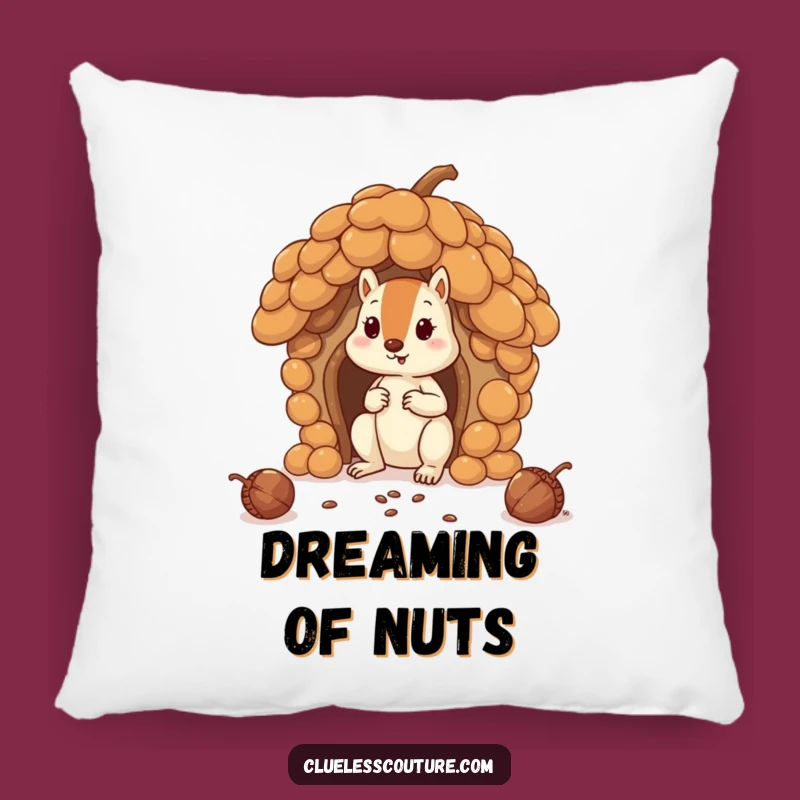 Funny Squirrel House Pillow: Cozy Hilarious Acorn Accent Pillow!