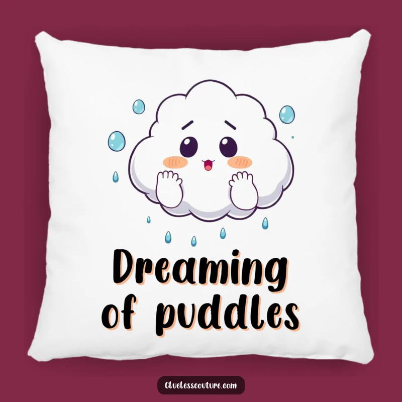 Funny Surprised Cloud Juggling Raindrops Pillow, Comfy Weather Accent