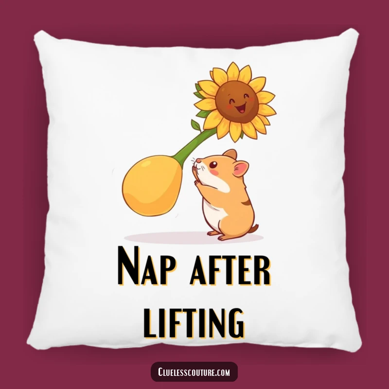 Funny Hamster Strength Pillow: Cozy Motivation, Hilarious Workout Comfort Gift