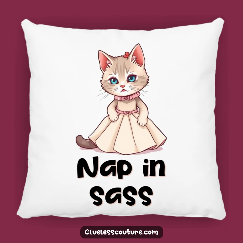 Funny Cat Couture Pillow: Cozy Feline Fashion Cushion, Perfect Gag Gift!