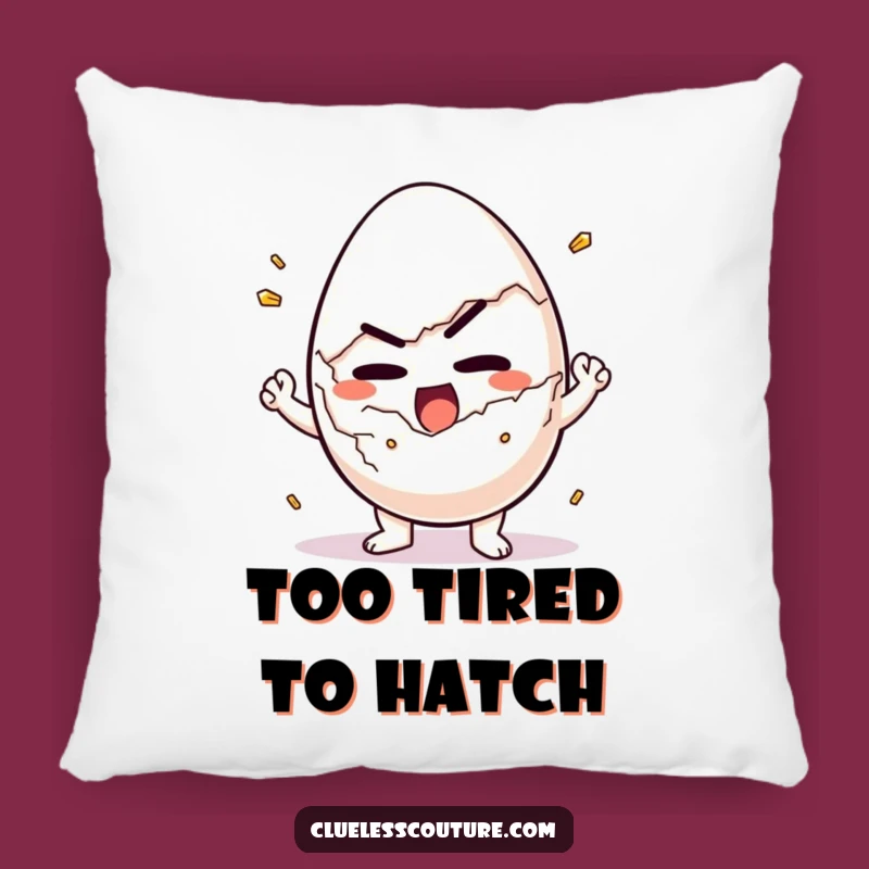 Funny Determined Egg Cracking Pillow - Cozy Breakfast Accent Gift
