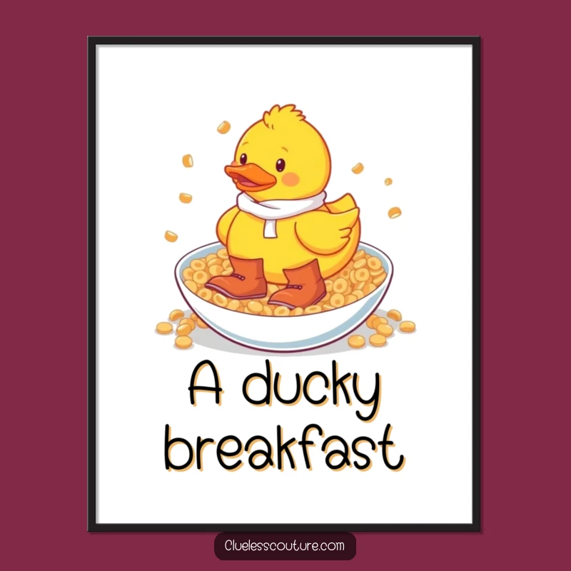 Funny Rubber Duck Cereal Adventure Digital Art: Quirky Wall Decor for Laughs