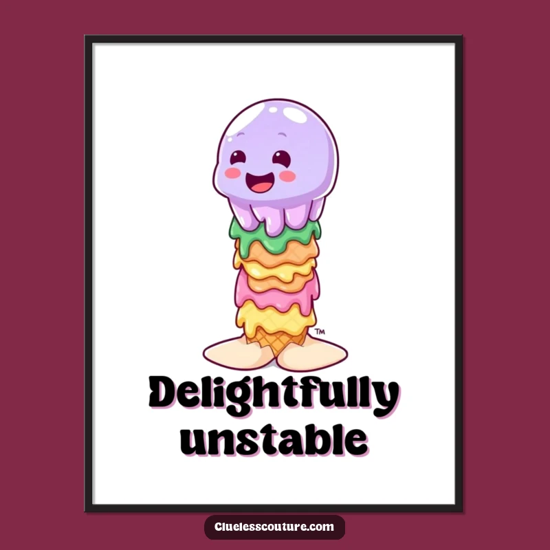 Funny Wobbly Jelly Ice Cream Digital Art: Instant Sweetness, Perfect Funny Gift