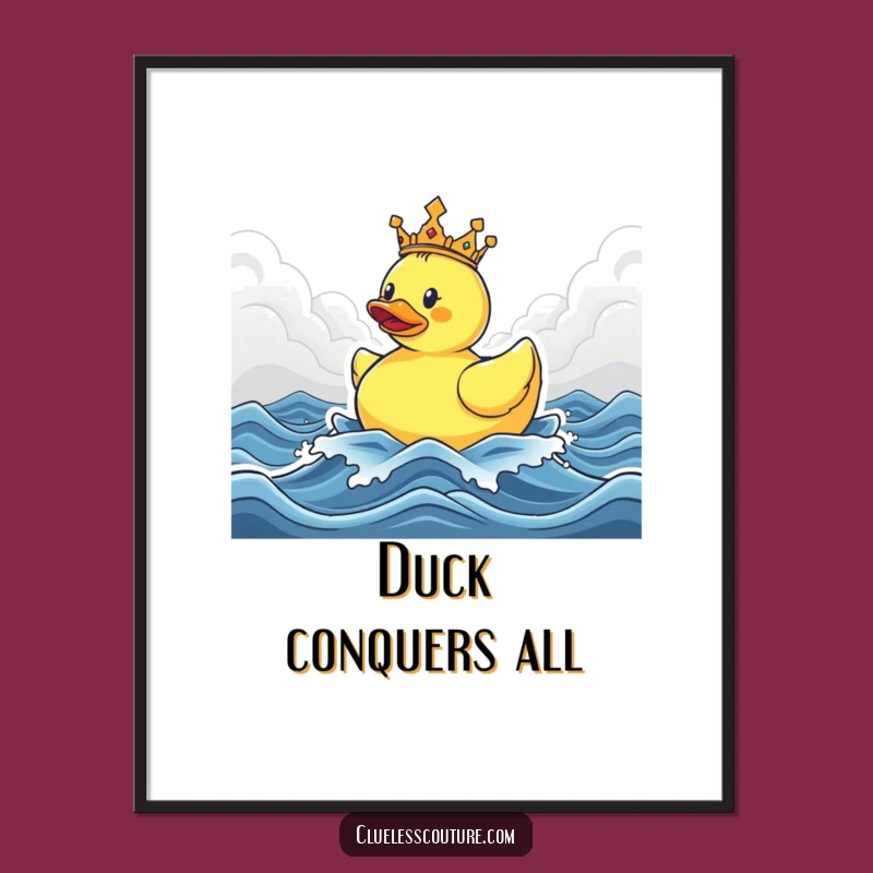 Funny Triumphant Ducky Digital Art - Hilarious Gift for Walls