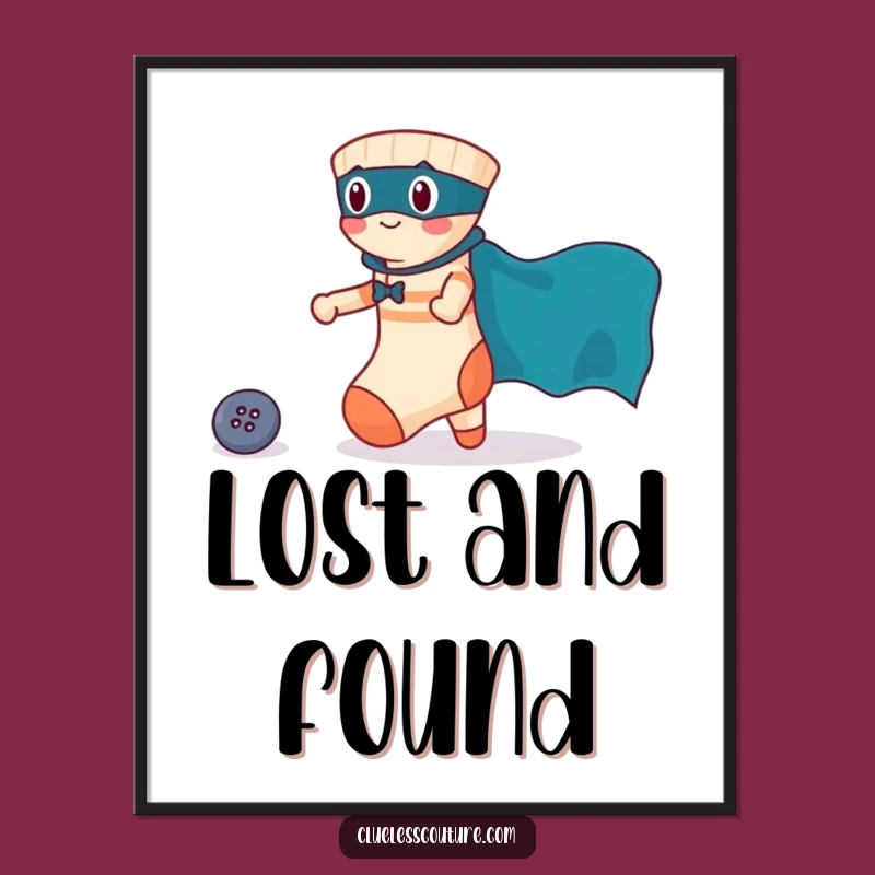 Funny Brave Sock Rescuing Button Digital Art, Instant Heroic Decor