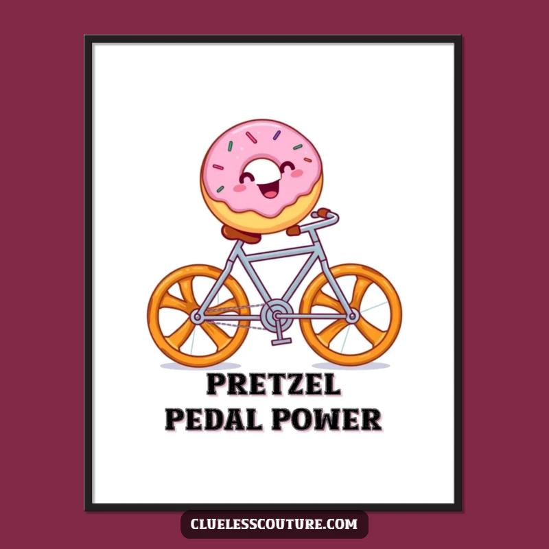Funny Donut Bicycle Print: Whimsical Sprinkles Delight Humor Digital Art!