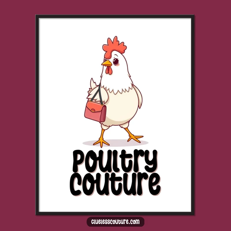 Funny Fashion Chicken Handbag Digital Art: Instant Chic for Your Walls