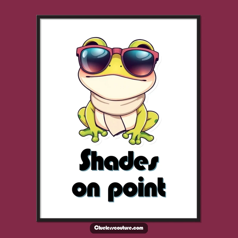 Funny Fashion Frog Digital Art: Cool Amphibian Printable Wall Decor