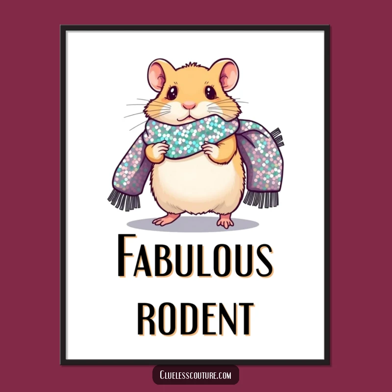 Funny Hamster Runway Digital Art: Hilarious Pet Printable Wall Decor