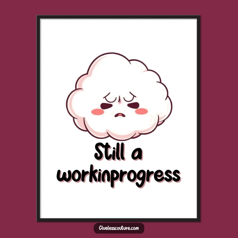 Funny Nervous Cloud Digital Art: Whimsical Print for Instant Calm